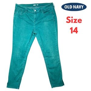 Old Navy Rockstar Mid Rise Skinny Women's size 14 Teal Green jeans #152
